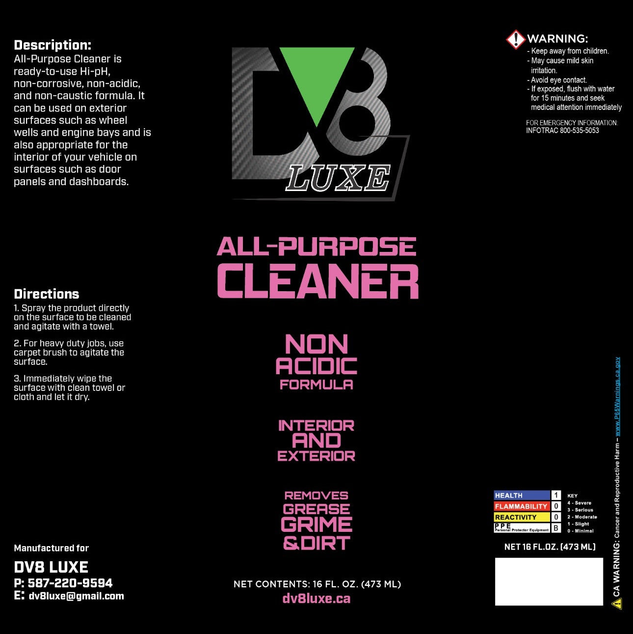 DV8 LUXE ALL-PURPOSE CLEANER