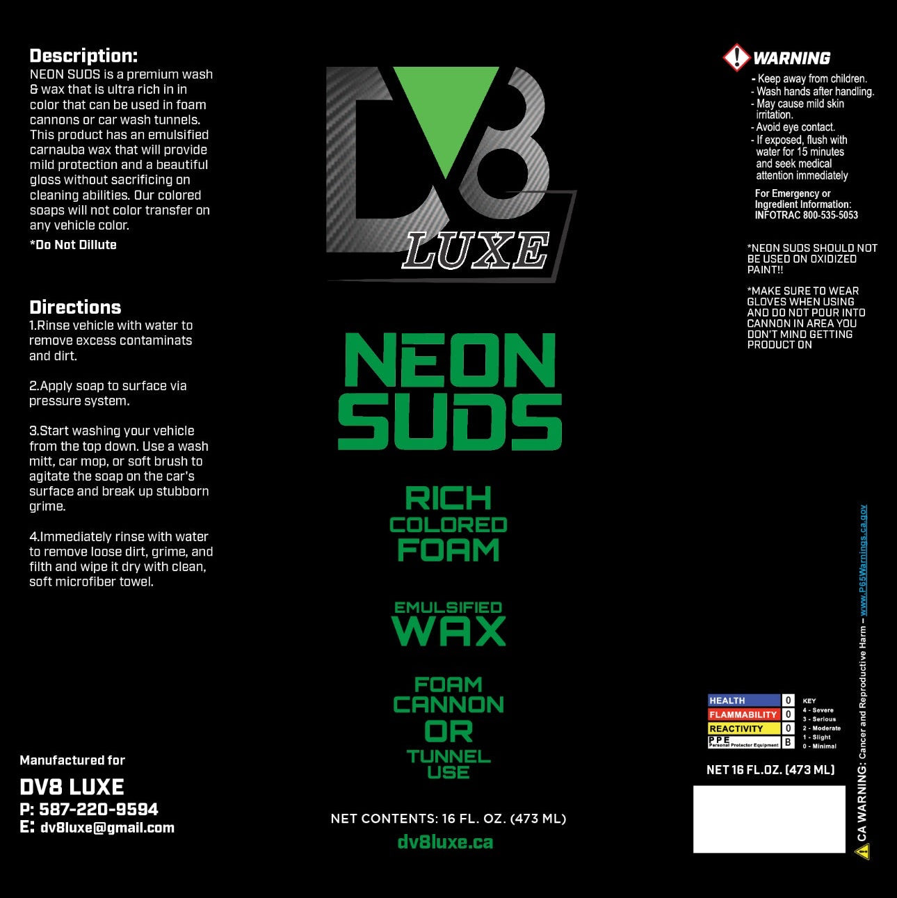DV8 LUXE NEON SUDS